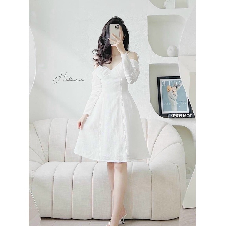 Đầm váy nữ 2 dây trễ vai dáng xòe trẻ trung sang trọng thanh lịch siêu xinh
