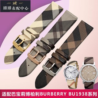 Phụ Kiện Đồng Hồ Shenshun🏆Dây Đồng Hồ BURBERRY BU1938 Bằng Da Bò 16 18 20 Thời Trang Dành Cho Nam Và Nữ