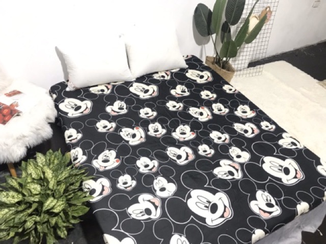 Bộ Ga Gối Cotton Poly Micki Đen