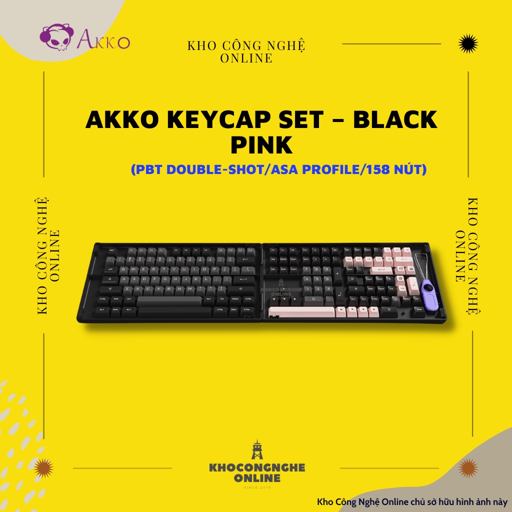 AKKO Keycap set – Black Pink (PBT Double-Shot/ASA profile/158 nút)