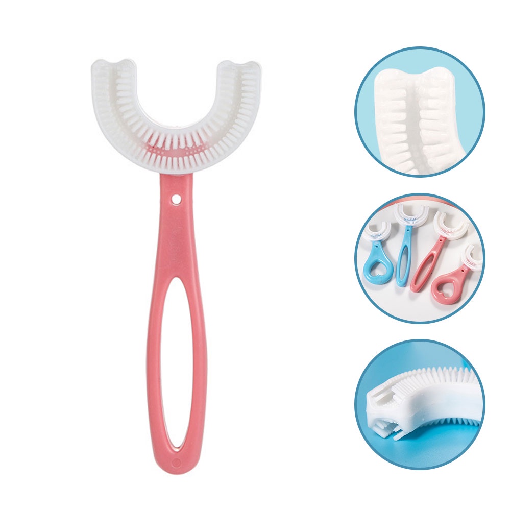 Bàn chải đánh răng silicone hình chữ U 360 độ cho bé