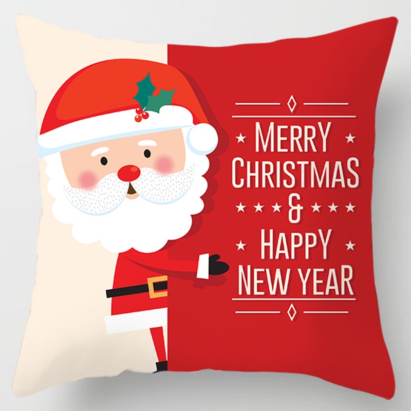 Vỏ gối vuông họa tiết phong cách Giáng Sinh kích thước 45x45cm đáng yêu