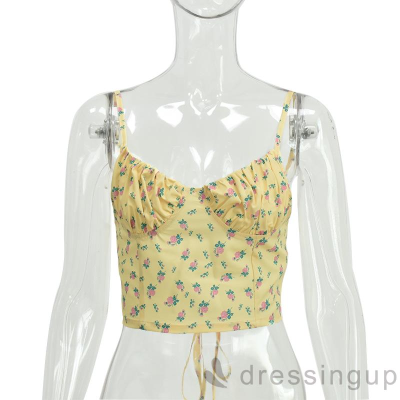 Áo Nữ Không Tay Hở Lưng Họa Tiết Hoa Thời Trang