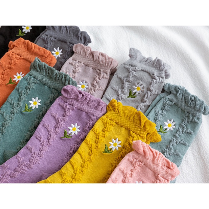 Tất nữ cao cổ bèo nhiều màu chất cotton mềm nhẹ thoáng thấm mồ hôi