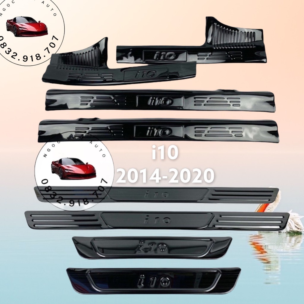 Ốp bậc cửa, Nẹp Bước Chân Trong, ngoài Xe Hyundai i10 2014 - 2020 chất liệu Titan cao cấp