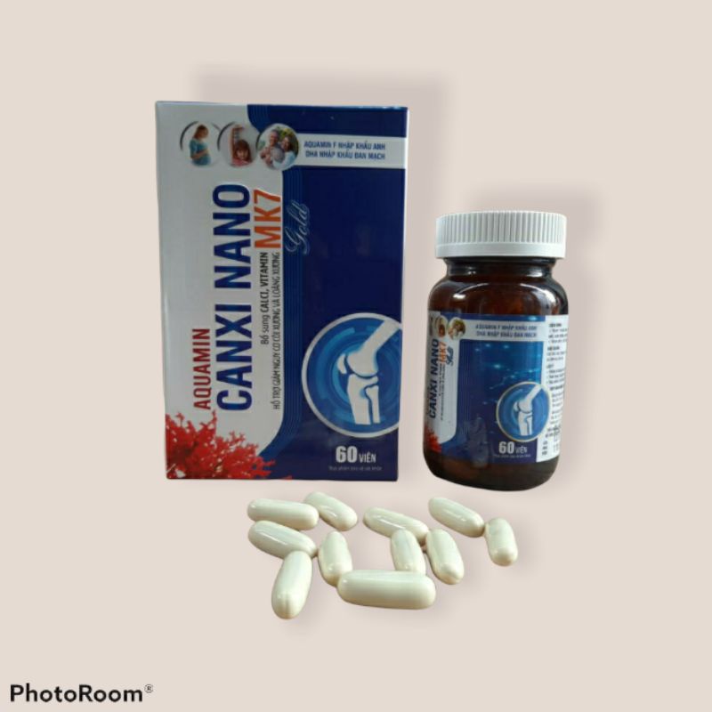 Viên Uống Tăng Chiều Cao, Viên uống AQUAMIN CANXI NANO MK7 GOLD DHA nhập khẩu Đan Mạch - Hộp 60 viên