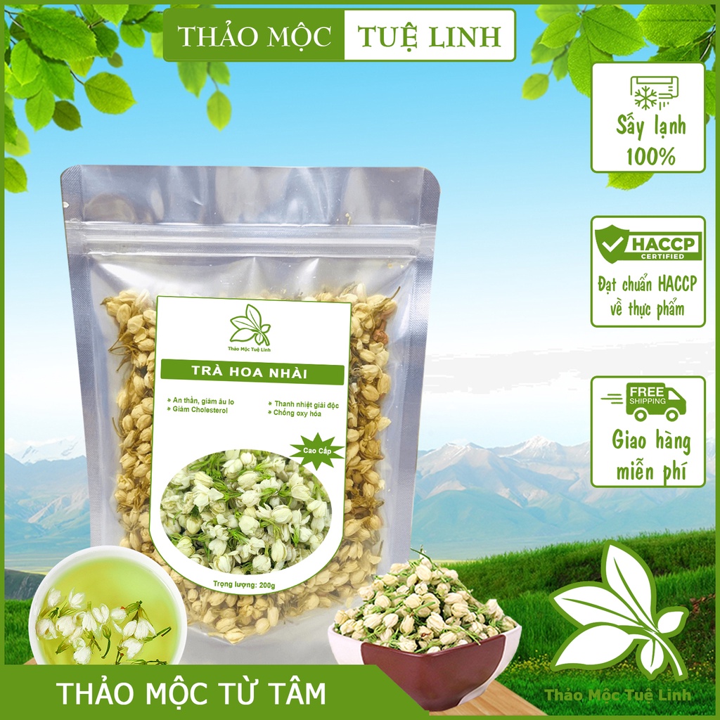 Trà Hoa Nhài (Hoa Lài) 100gr ❤️Freeship❤️ Sấy lạnh Nguyên Bông Trắng Đẹp Thượng Hạng giảm căng thẳng giảm Cholesterol
