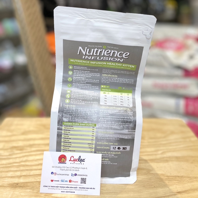 Hạt Nutrience Infusion cho Mèo con vị Gà & Rau củ - Túi 500g chính hãng