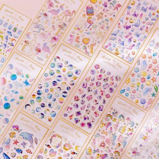 Sticker hình dán nổi trong suốt lấp lánh nhiều màu dễ thương