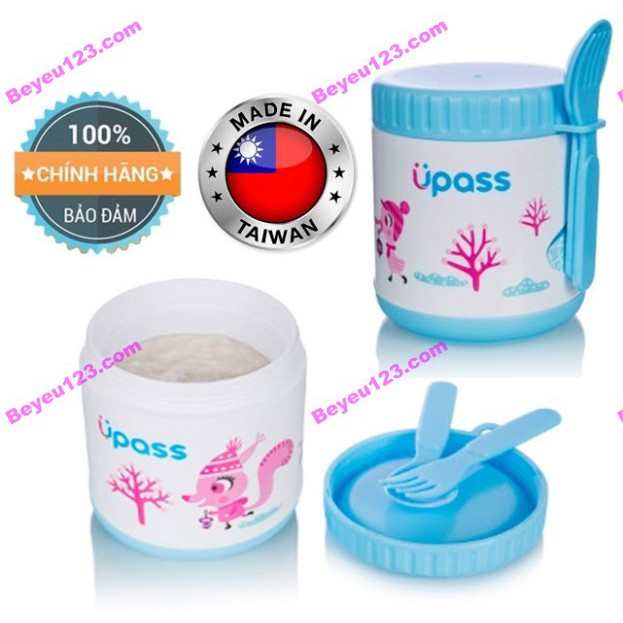 (Mẫu mới) Hộp Giữ Ấm Thức Ăn 400ml Kèm Thìa và Nĩa Upass UP9652Y (Made in Taiwan)