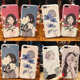 Ốp lưng in hình cô gái và hoa siêu cute dành cho iphone 5/5s/6/6plus/6s/6s plus/6/7/7plus/8/8plus/x/xs/xs/11/11pro/