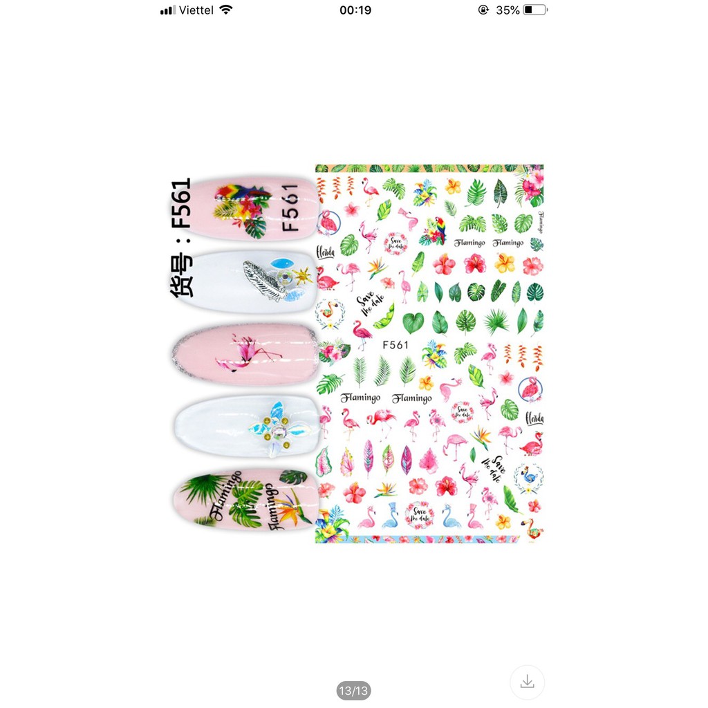 Sticker trang trí móng tay mẫu Hồng Hạc