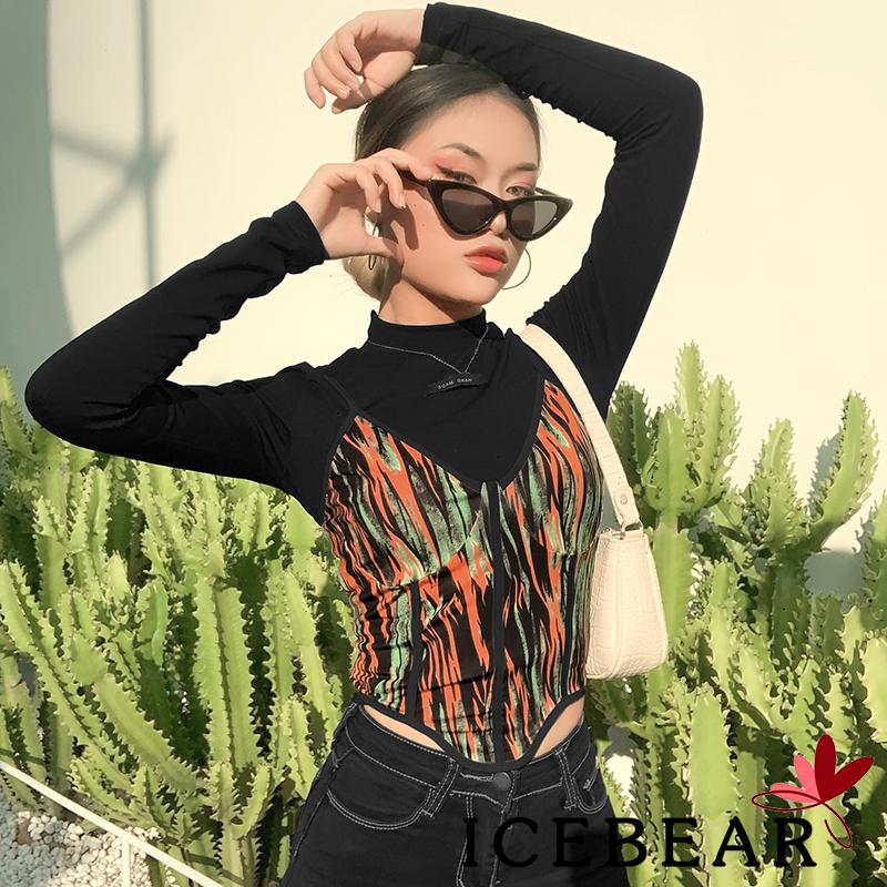 Set Áo Hai Dây Và Áo Thun Dài Tay Họa Tiết Ngọn Lửa Thời Trang Dành Cho Nữ