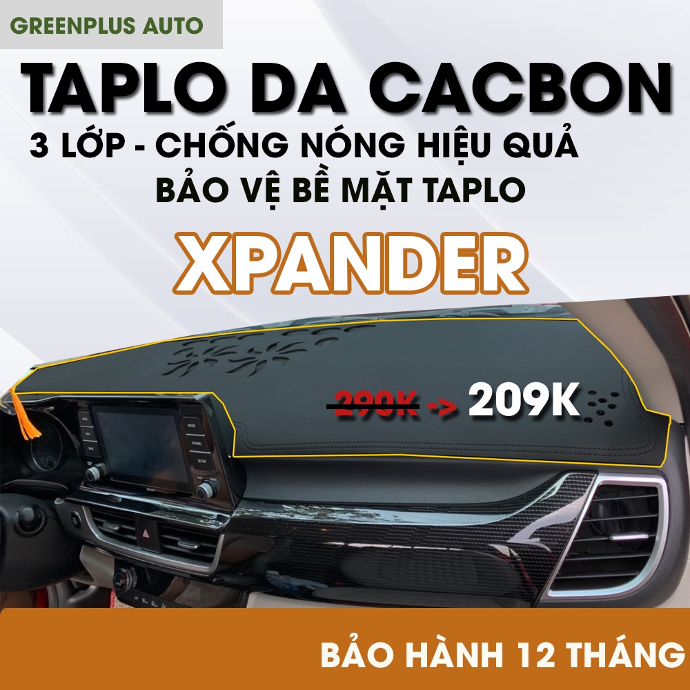 Thảm Taplo Mitsubishi Xpander, chất liệu da vân Cacbon, bảo hành 12 tháng