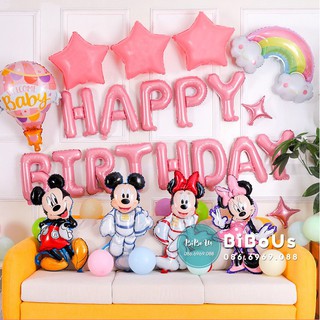 HOT DEAL !! Combo Trang Trí Sinh Nhật Tuổi Chuột - Bé Gái - 019- HAPPY BIRTHDAY- SET BÓNG THÔI NÔI TUỔI CHUỘT BÉ TRAI