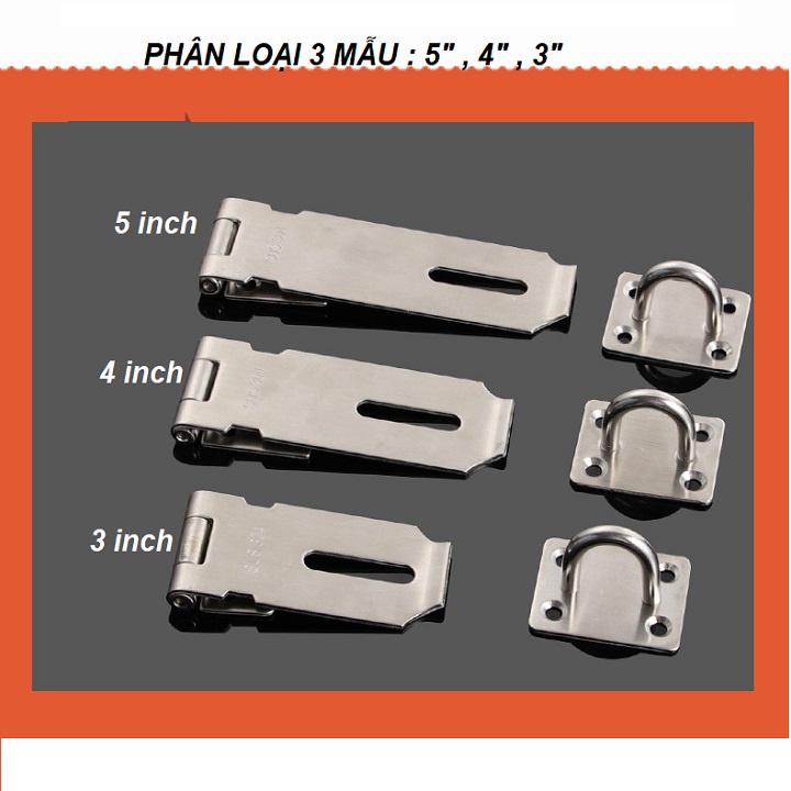 CHỐT KHÓA thẳng có PAT KHÓA Ổ bằng INOX tiện dụng phân loại 3inch,4inch,5inch - cb794,795,796