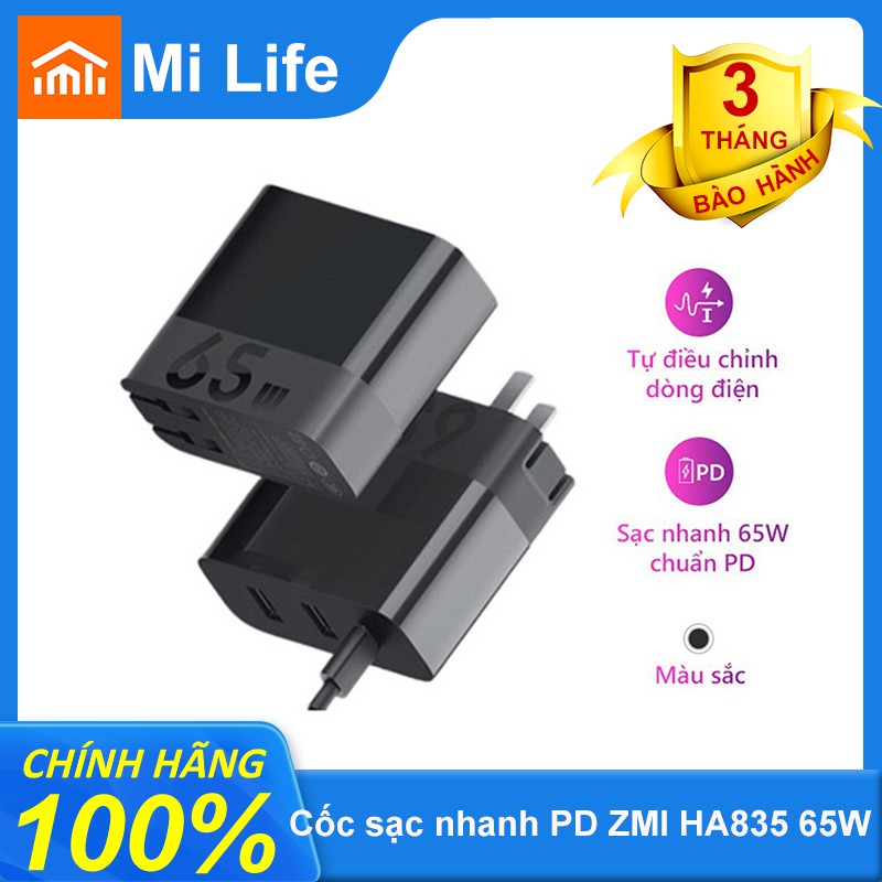 Cốc sạc nhanh PD ZMI HA835 65W 2A1C