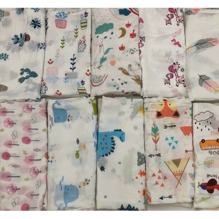 Khăn tắm lớn, khăn xô tắm Aden &amp; Anais sợi tre cho bé, Dùng làm khăn tắm, khăn quấn kích thước 1.2m*1.2m (2 Lớp)