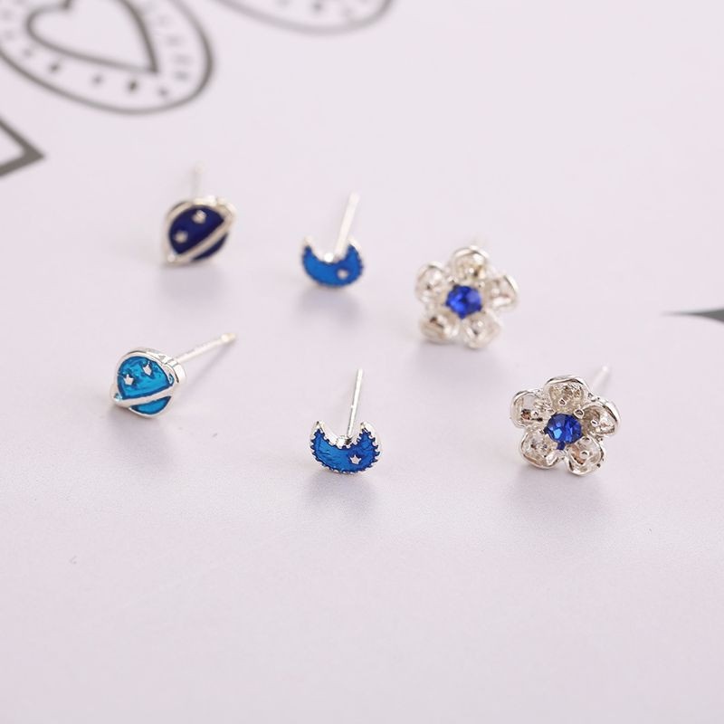 Set 12 đôi khuyên tai dạng xỏ phong cách hỗn hợp thời trang dành cho nữ