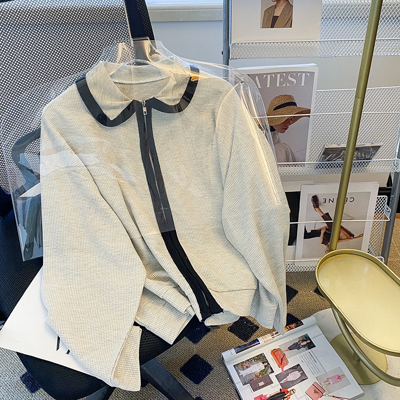 Áo khoác cardigan ZHELIHANGFEI tay dài dáng rộng phong cách preppy dễ phối đồ