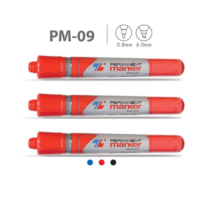 Bút lông dầu thiên long 2 đầu - PM 09 - không xóa được màu xanh/đỏ/đen - but dạ thiên long cao cấp - HOKAMI STORE