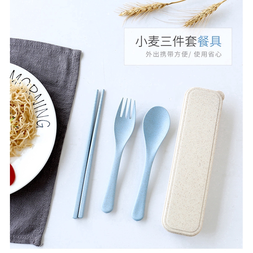 Bộ 3 món đũa muỗng nĩa ăn trơn màu