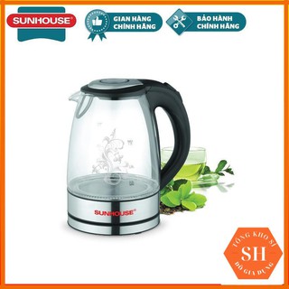 Ấm siêu tốc thủy tinh, bình đun siêu tốc sunhouse shd1217 cao cấp dung tích lớn giúp pha trà, pha cà phê