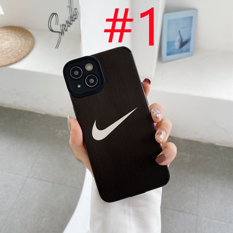 Ốp điện thoại mềm màu trơn in logo nike thích hợp cho Iphone 7 8 + 14 Plus X Xr Se 2020 Xs Max 11 12 13 14 Pro Max
