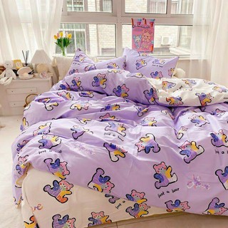 Bộ chăn ga poly teddy tím
