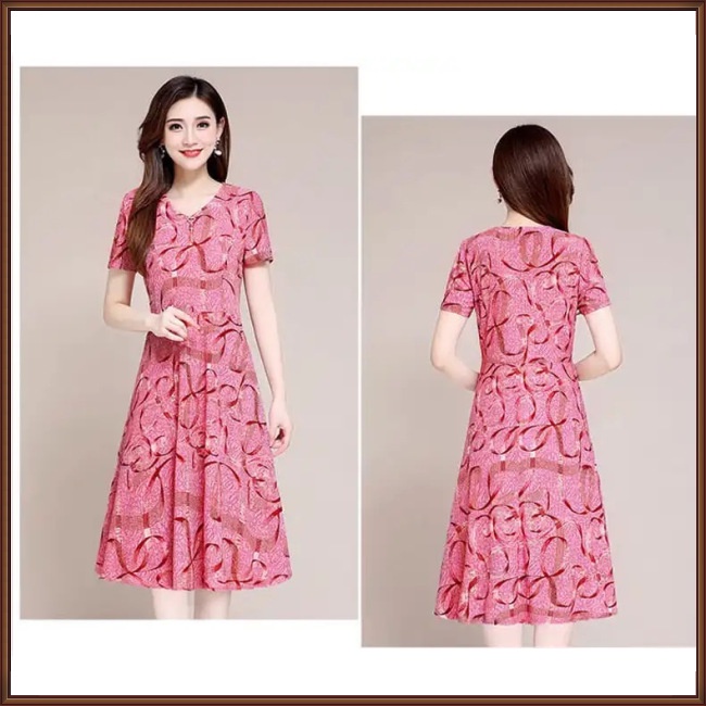 Đầm Tay Ngắn Cổ Chữ V In Họa Tiết Hoa Nhí Xinh Xắn Thời Trang Phong Cách Phương Tây Cho Nữ