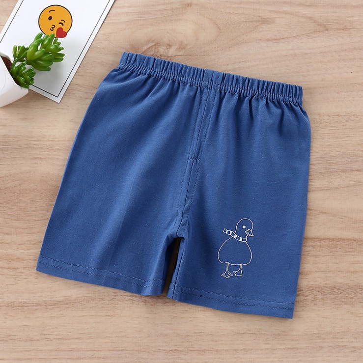 Dễ Thương Quần Short Cotton Lưng Thun Co Giãn Màu Trơn In Họa Tiết Hoạt Hình Cho Bé Trai / Gái