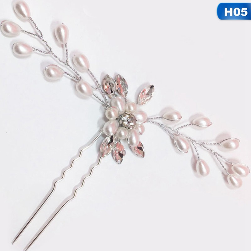 Trâm cài tóc hình hoa đính ngọc trai nhân tạo phong cách vintage cổ điển