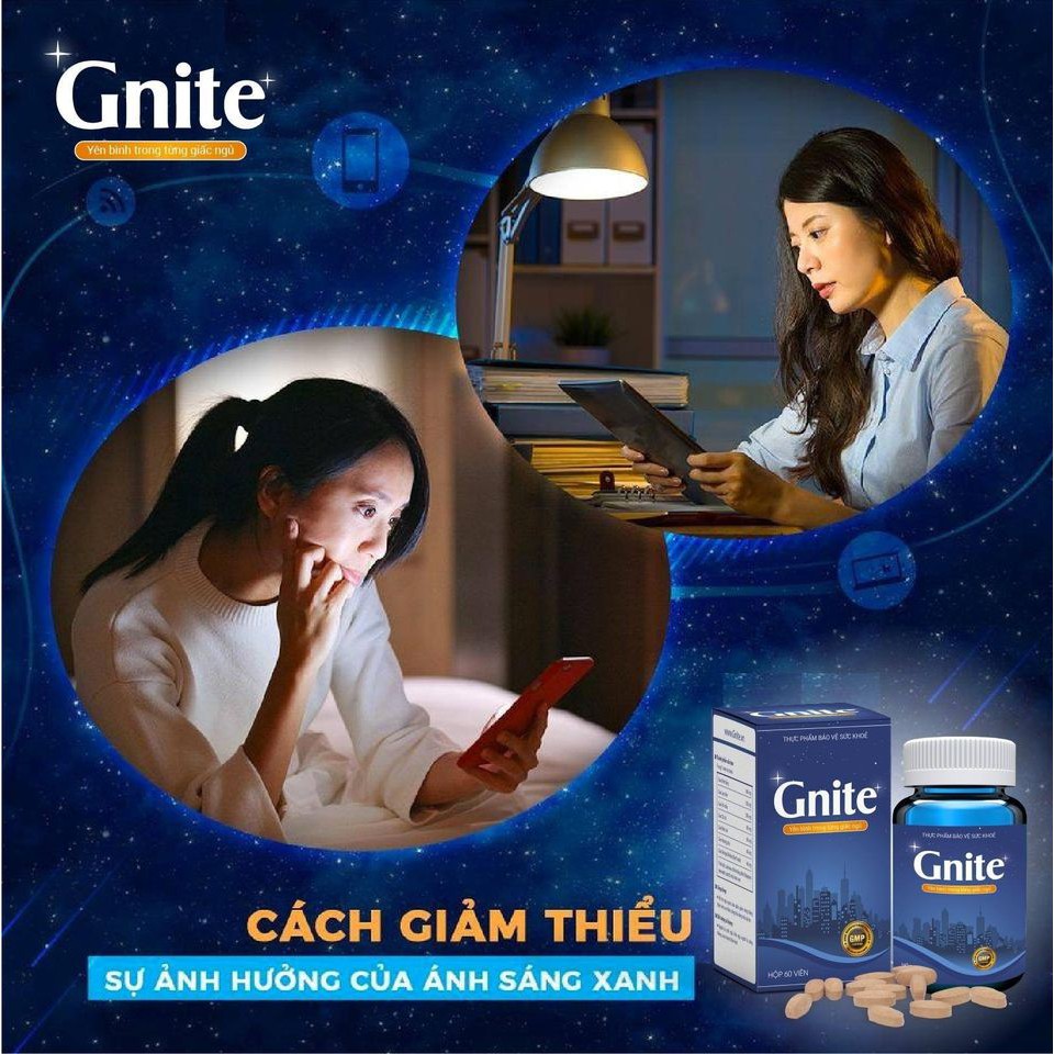 GNITE_Viên uống thảo dược hỗ trợ điều trị tình trạng khó ngủ, ngủ không sâu giấc, căng thẳng thần kinh kéo dài