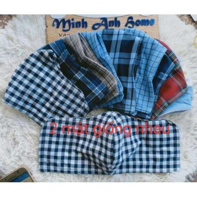 Khẩu trang sọc vải cotton đẹp che kín tai 3 lớp lót lưới | BigBuy360 - bigbuy360.vn