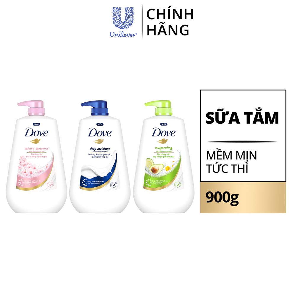 Sữa Tắm Dưỡng Thể Dove Chăm Da Mềm Mịn Tức Thì Với Dưỡng Chất Lợi Khuẩn Da 900g