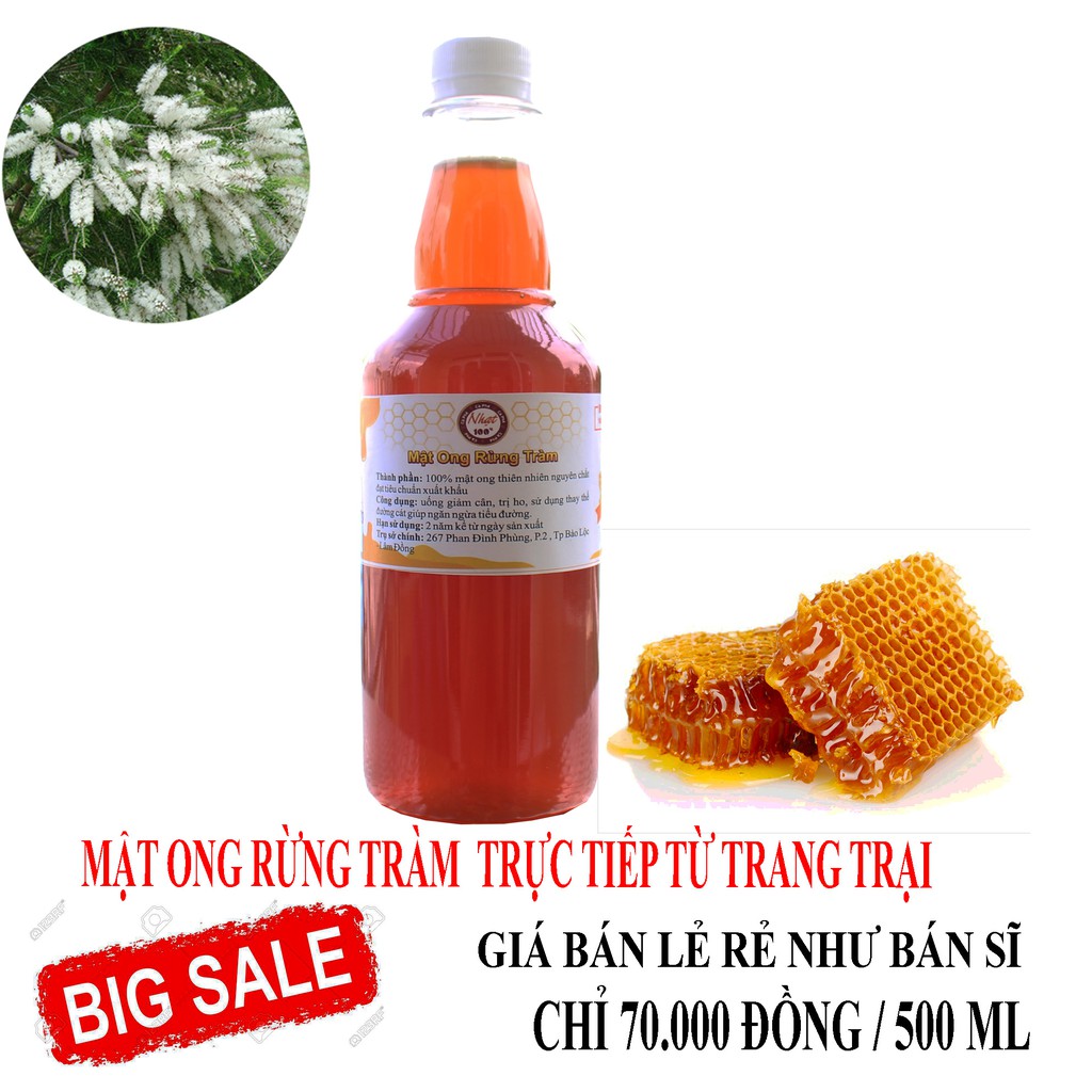 Mật Ong Rừng Tràm 500ml (Giá Gốc, Bao Đủ Lít)