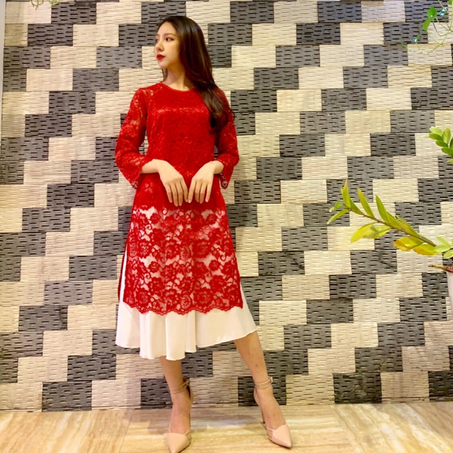 Áo Dài Cách Tân - Hàng Thiết Kế - Mặc chụp ảnh Tết cực xinh , phù hợp đi lễ chùa đầu năm , đi chơi . Free size dưới 50kg