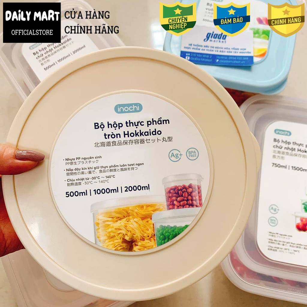 [6 Size] Hộp Đựng Thức Ăn, Hộp Nhựa Bảo Quản Thực Phẩm Dạng Tròn Hokkaido Inochi | BigBuy360 - bigbuy360.vn