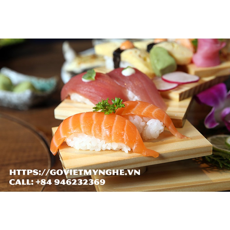 Khay gỗ trang trí món ăn sushi khay gỗ sashimi trang trí món Nhật - 5 tầng - Hàng chuẩn Nhật