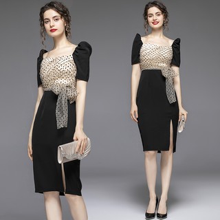 Đầm tay phồng họa tiết chấm bi thanh lịch dành cho nữ