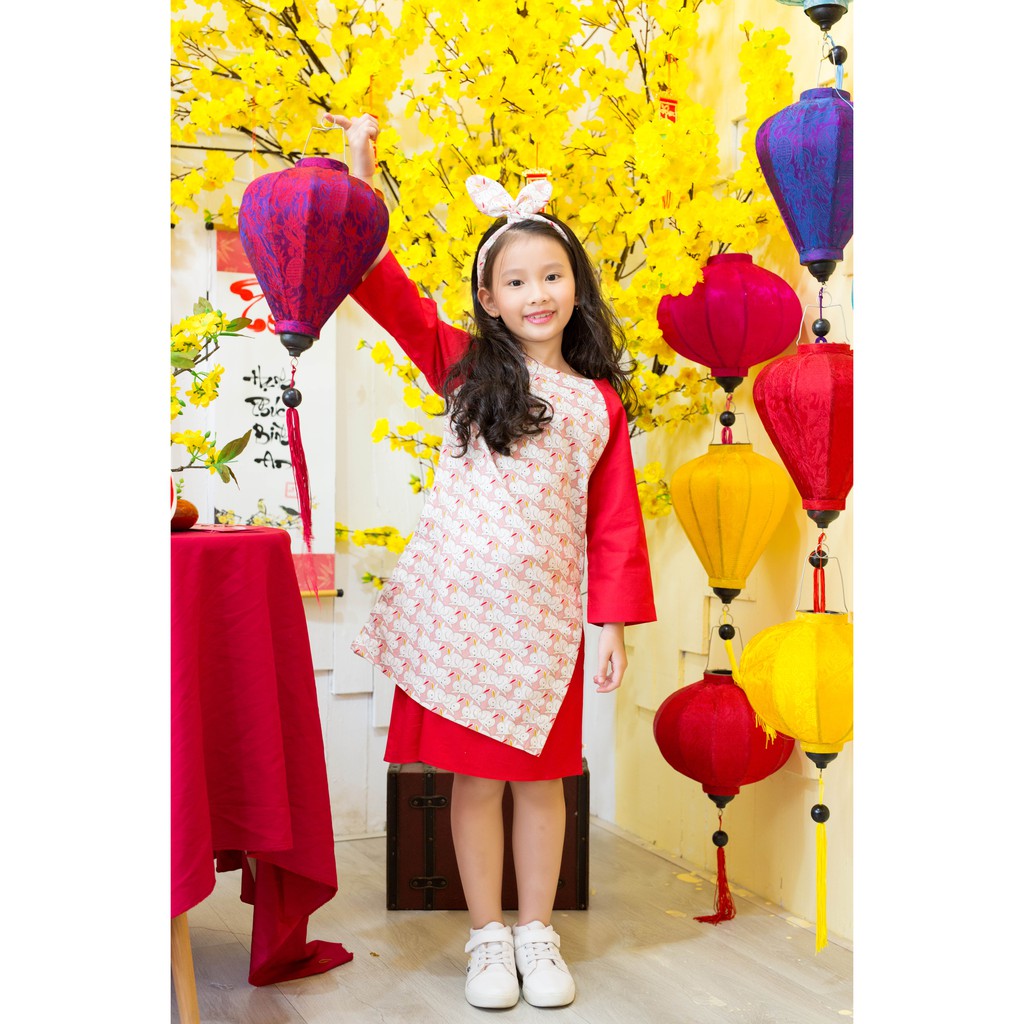 Áo dài bé gái 1351- HELLO BB