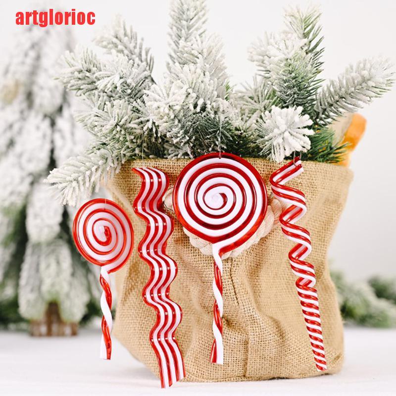 {artglorioc}Christmas Decorations Creative Red And White Candy Pendant VGH