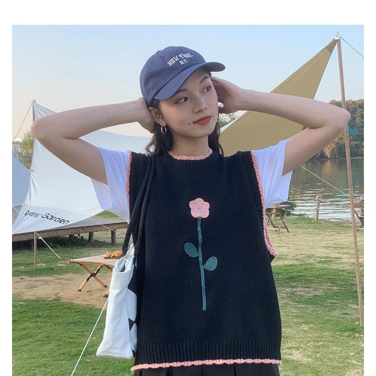 Áo Vest Dệt Kim Thêu Hoa Thời Trang Mùa Xuân Mới Cho Nữ
