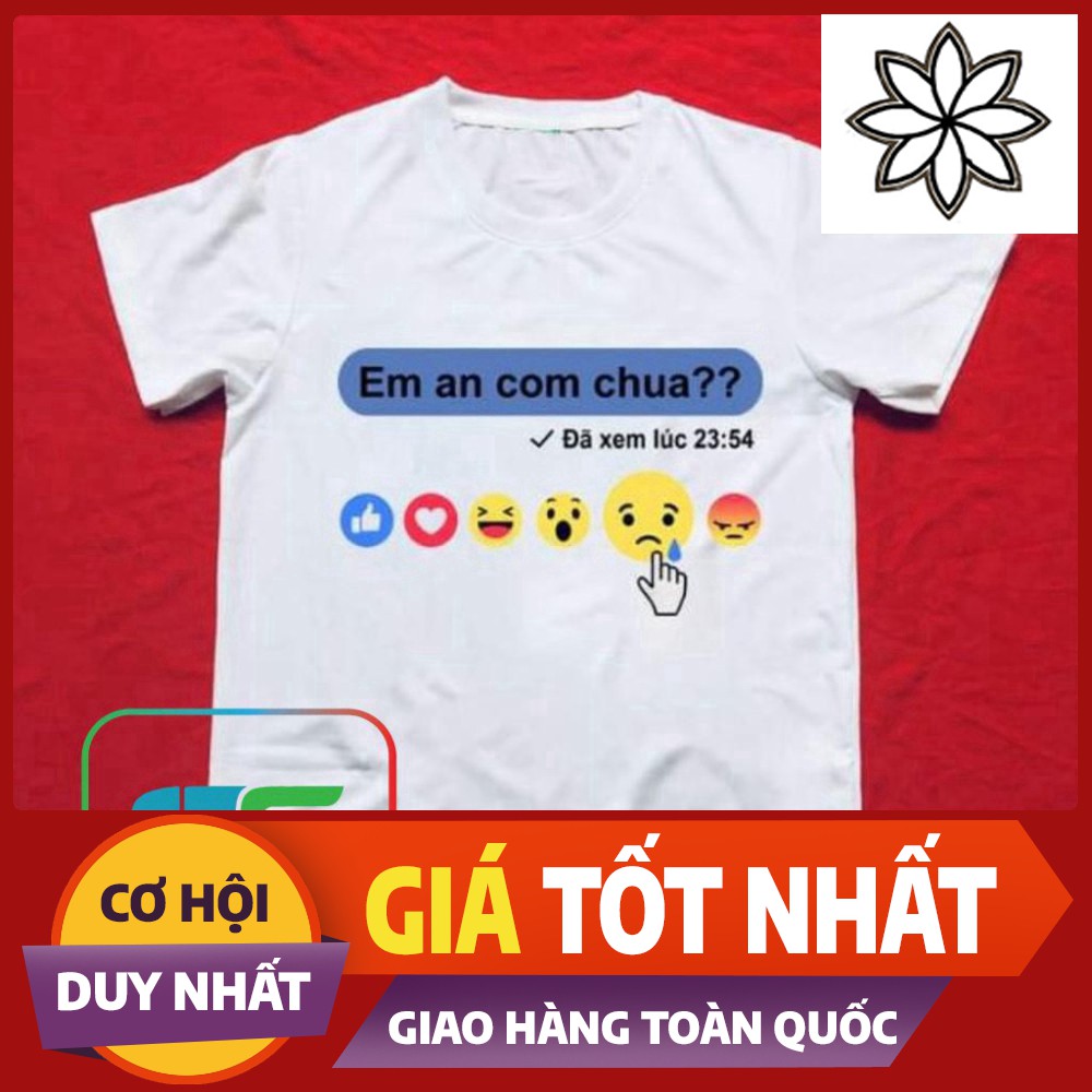 Free Ship Áo Thun Ngắn Tay UNISEX Em Ăn Cơm Chưa
