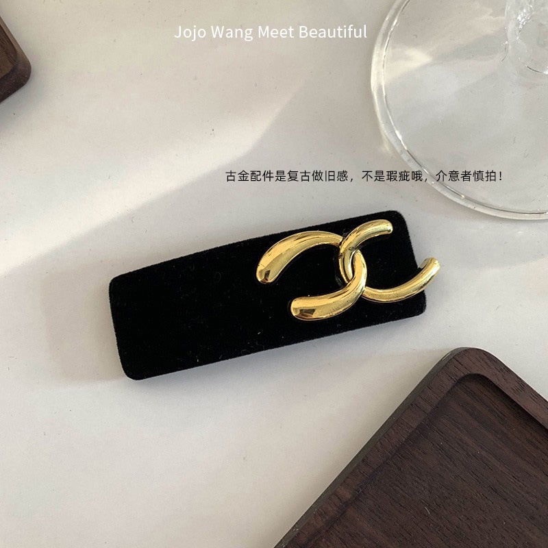 Kẹp Tóc Nhung Đen Đính Ngọc Trai Nhân Tạo Thời Trang Dành Cho Nữ