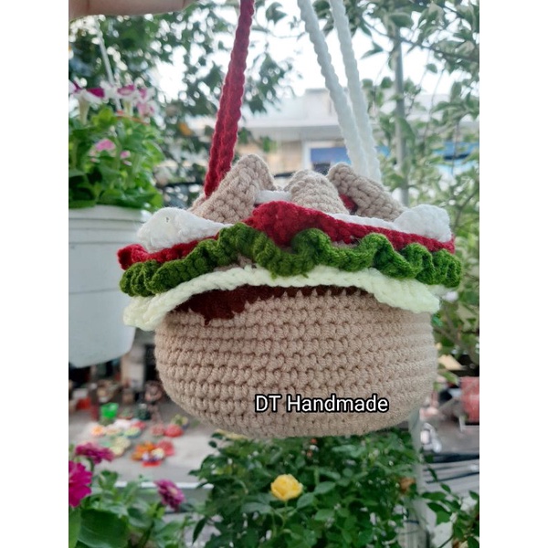 Túi len hamburger handmade