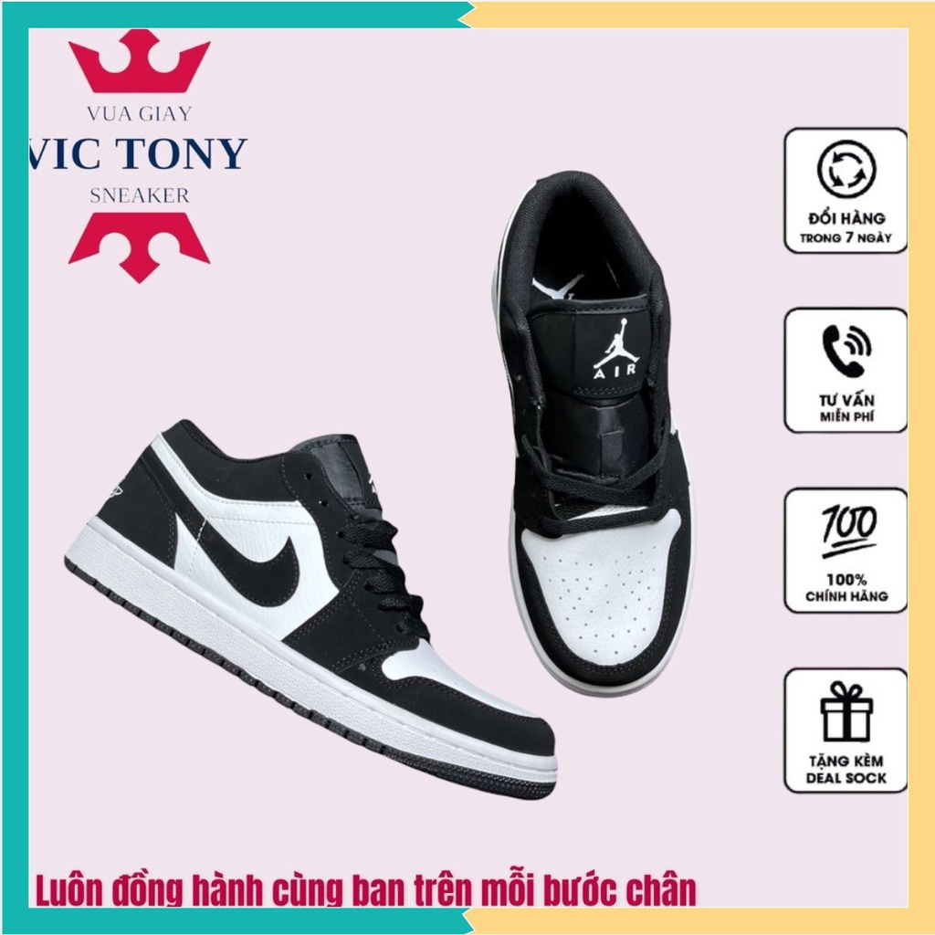 [XẢ DỊCH] Giày 𝐉𝐨𝐫𝐝𝐚𝐧 1 low panda màu đen trắng nam nữ, Giày JD1 low panda bản đẹp màu đen trắng basic full box bill