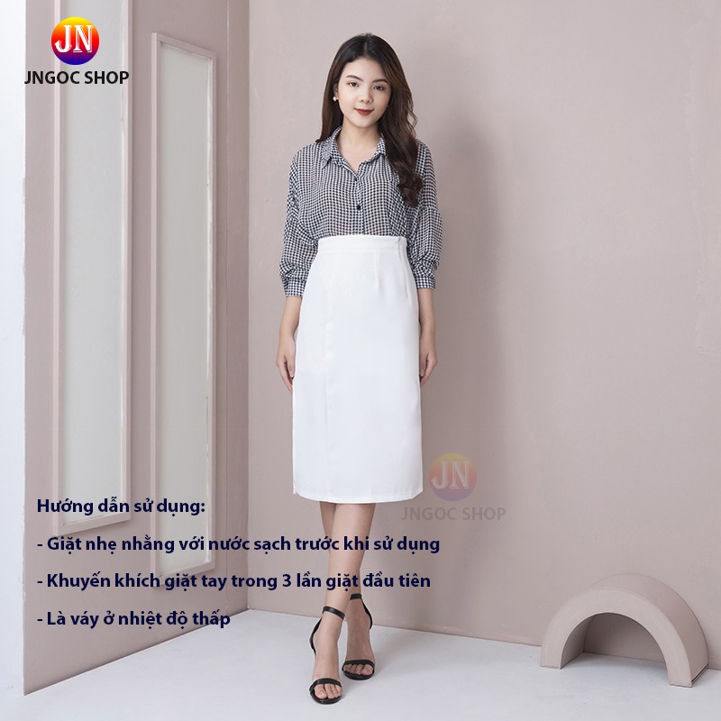 Chân váy dài Ulzzang xẻ tà phong cách Hàn Quốc, Chân váy chữ A dài công sở lưng cao có quần trong chống lộ | BigBuy360 - bigbuy360.vn