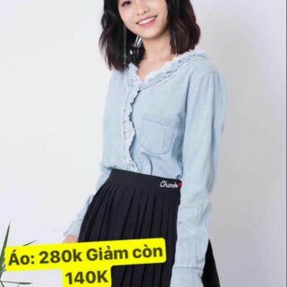 Sơ mi jean viền ren hàng thiết kế của Nana shop