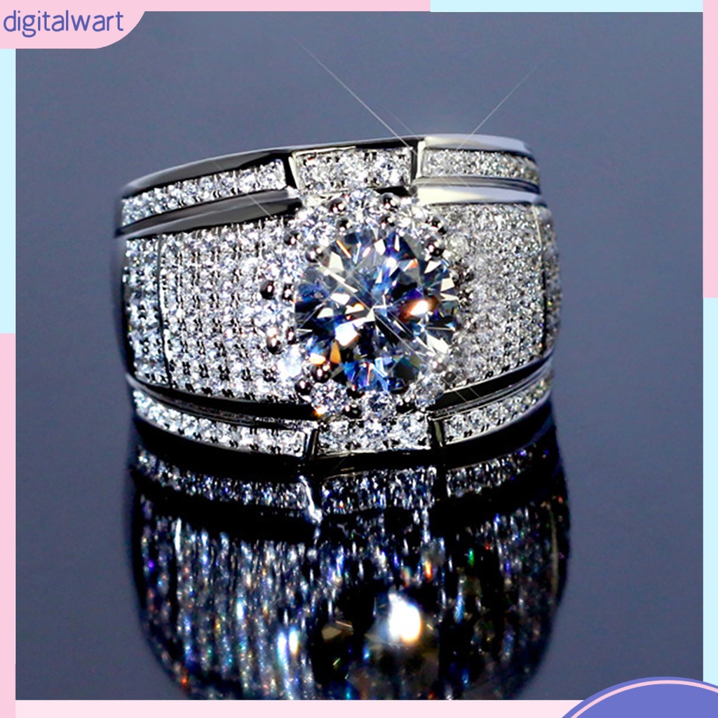 Nhẫn mạ bạc đính đá kim cương thời trang cho nam